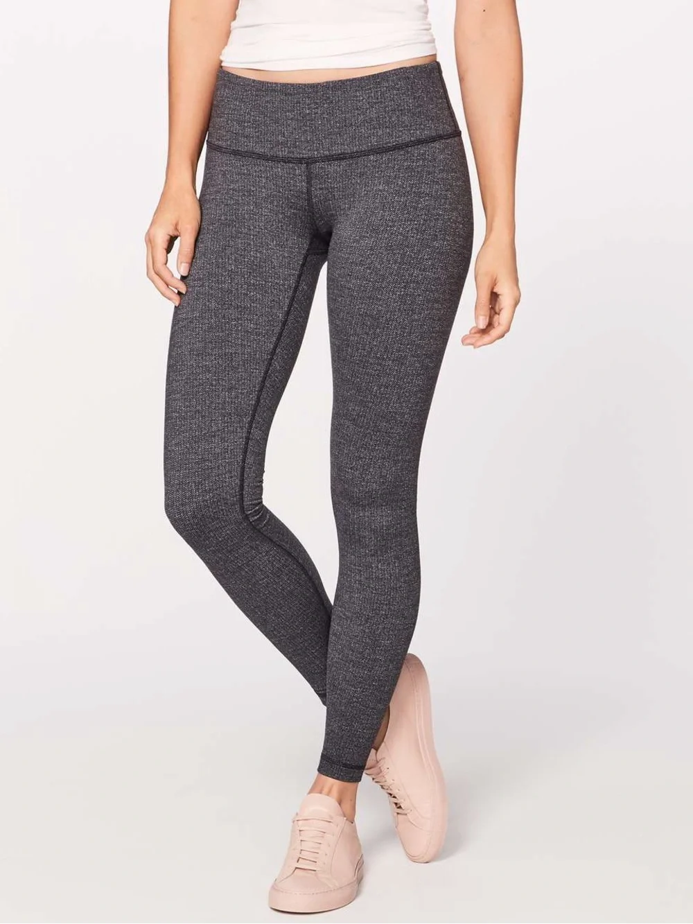 Lululemon Wunder Under Pant Heathered Herringbone Black Size 4 Full Length 30